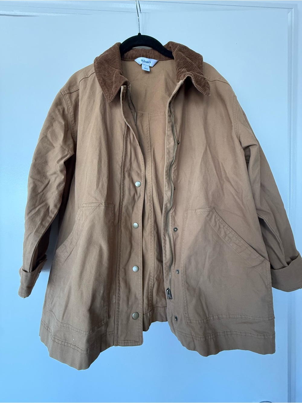 Old Navy Brown/Tan Canvas Field Jacket with Corduroy Collar